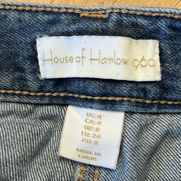 House of Harlow 1960 Blue Straight-Leg Denim Skirt with Front Slit - Picture 5 of 6